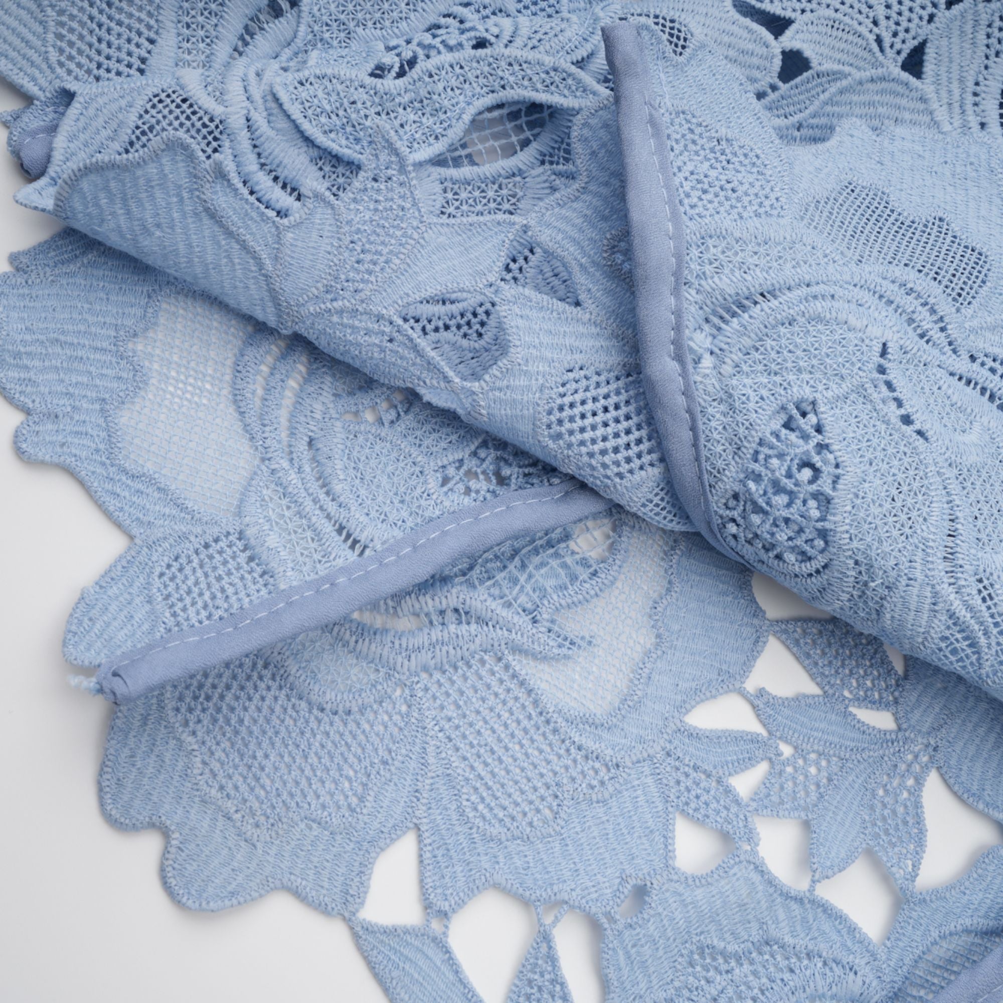 Aurore blå blommig applikation spets midiklänning 