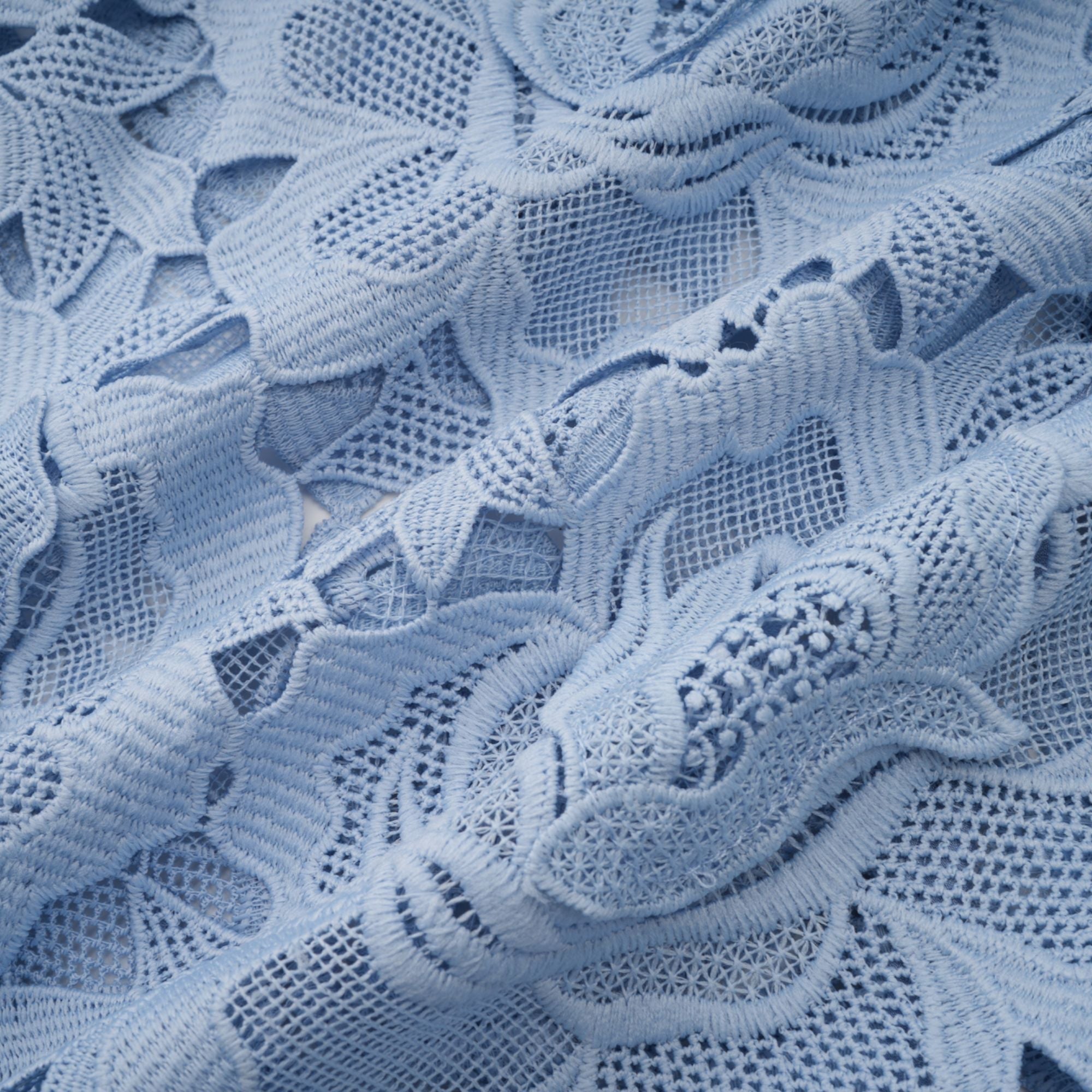 Aurore blå blommig applikation spets midiklänning 