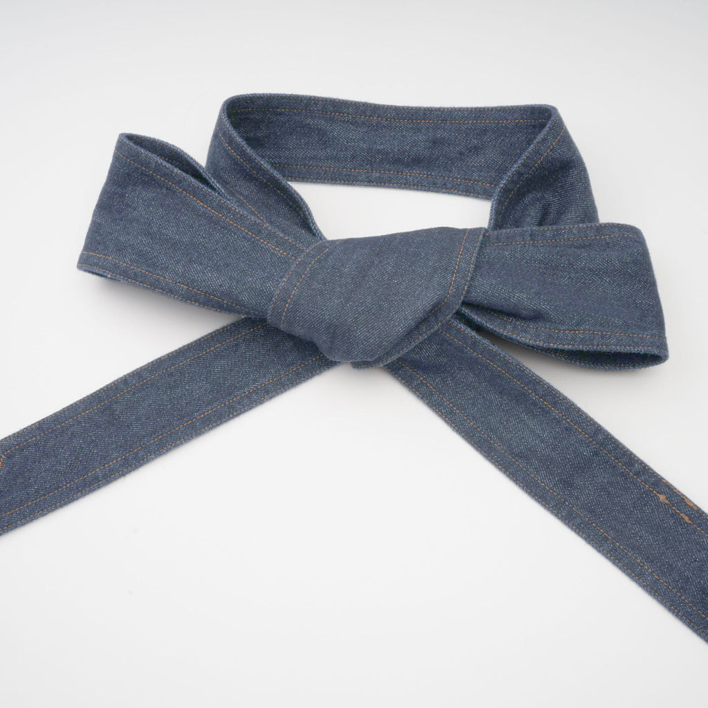 Mirabel dark-blue contrast-stitch denim mini dress