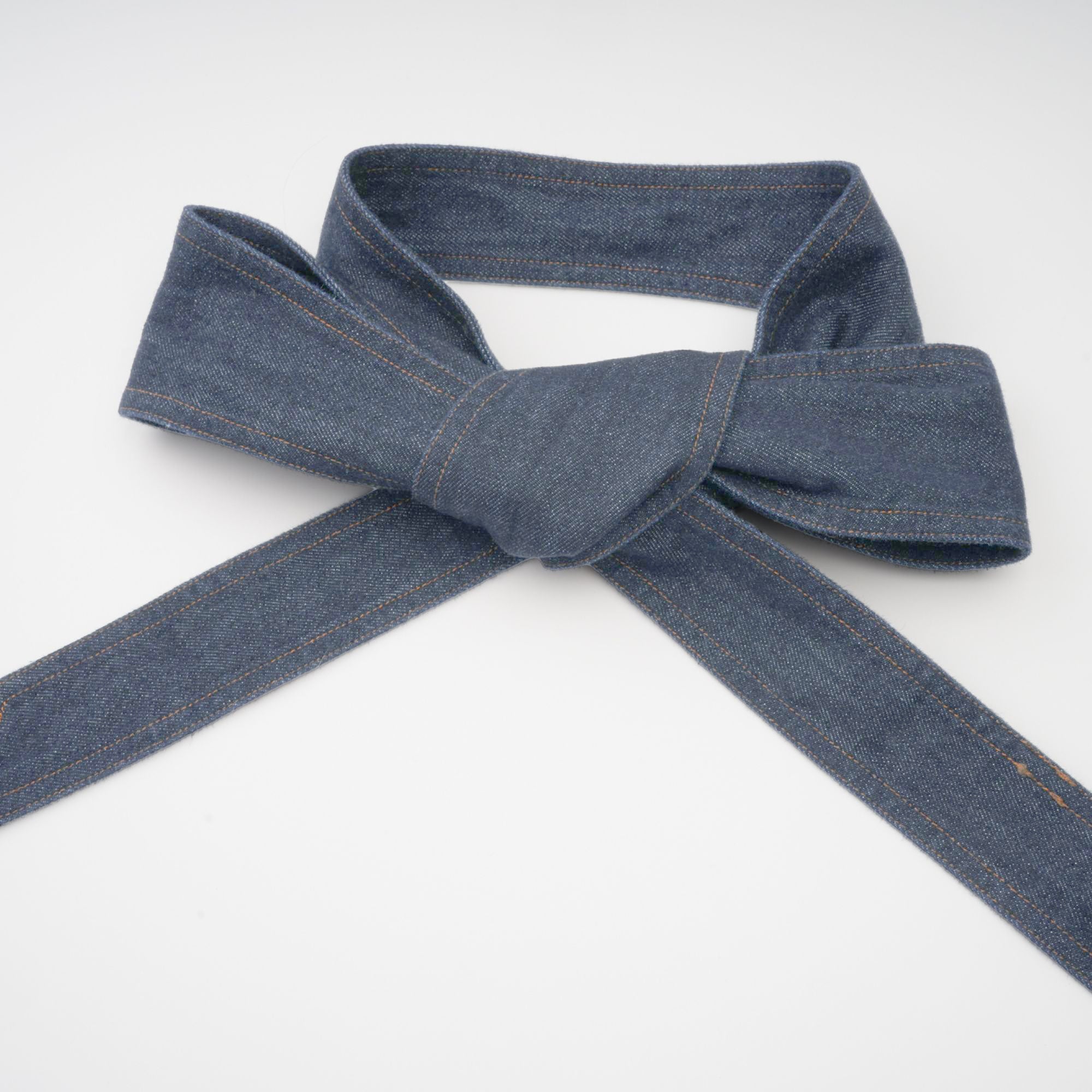 Mirabel dark-blue contrast-stitch denim mini dress