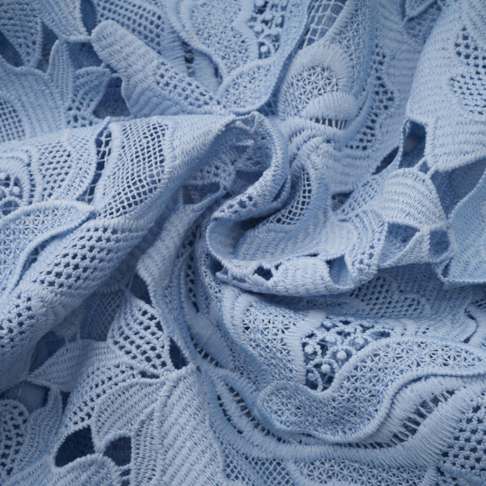 Aurore blå blommig applikation spets midiklänning 