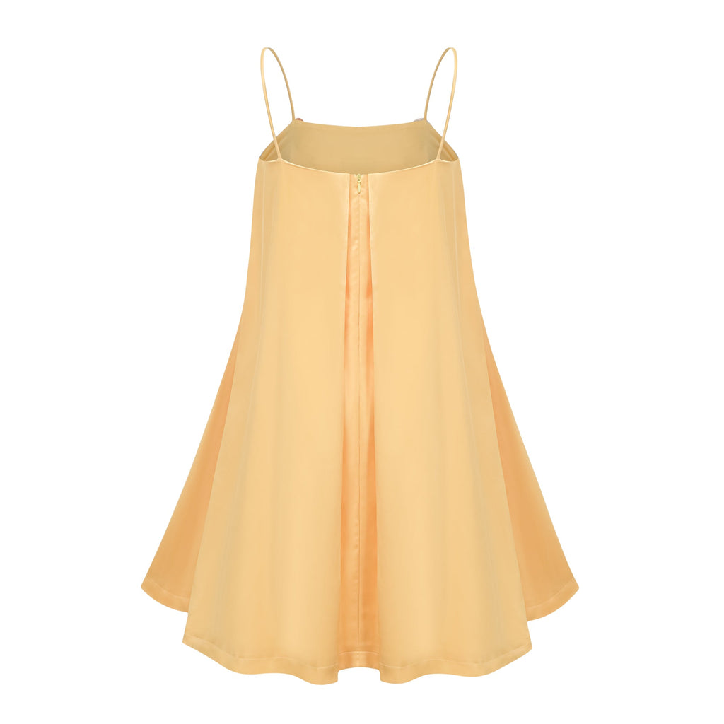 Avril Gul Blommig Broderad Miniklänning