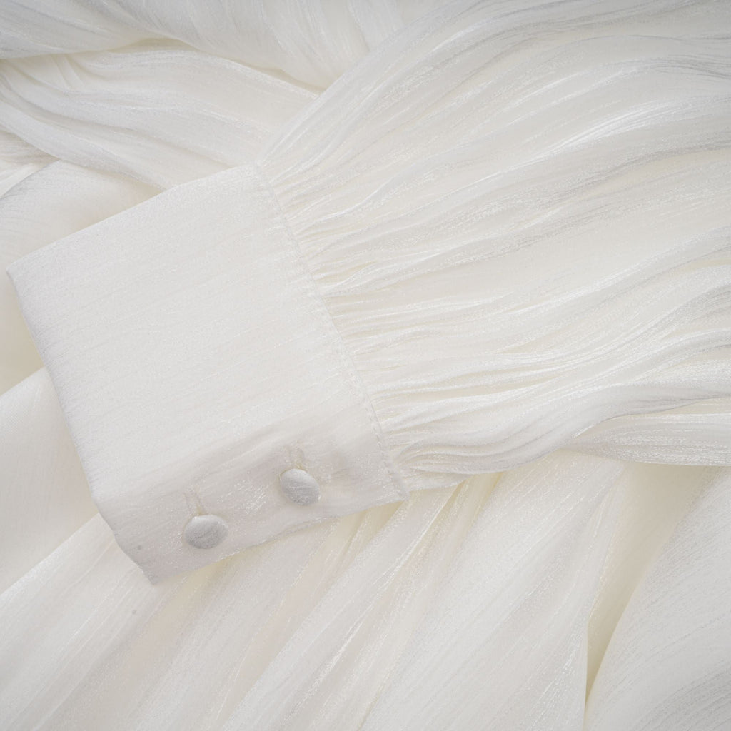 Mahault white pleated glitter-effect mini dress