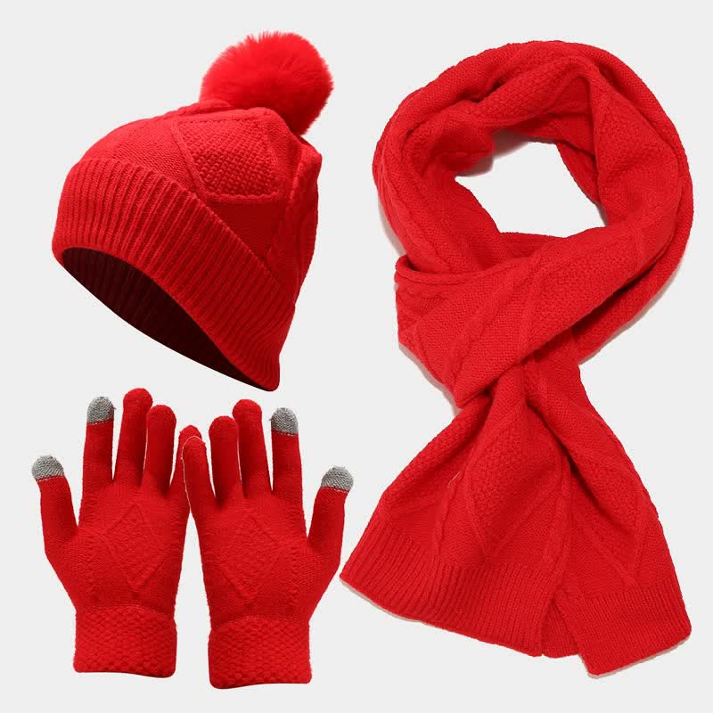 Wolxa | Driedelige Dames Winter Set - Muts, Sjaal en Handschoenen - Elegante Winterlook