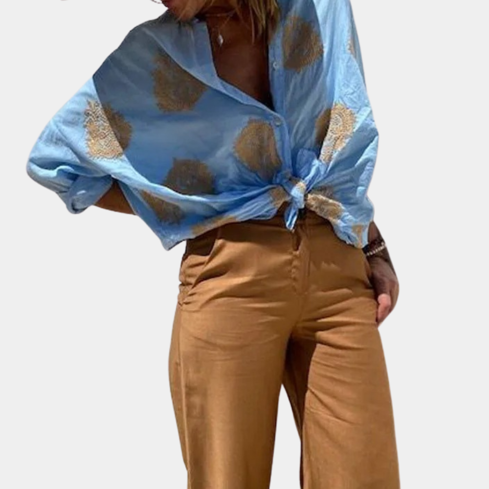 Mariet | Blouse met Print en Lange Mouw