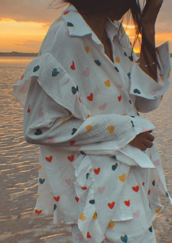 Jenika | Loungeset i bomull med hjärtmönster - Somrigt och snyggt