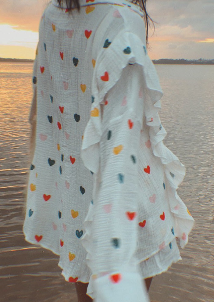 Jenika | Loungeset i bomull med hjärtmönster - Somrigt och snyggt