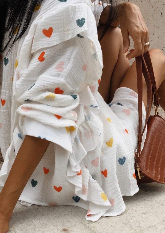 Jenika | Loungeset i bomull med hjärtmönster - Somrigt och snyggt