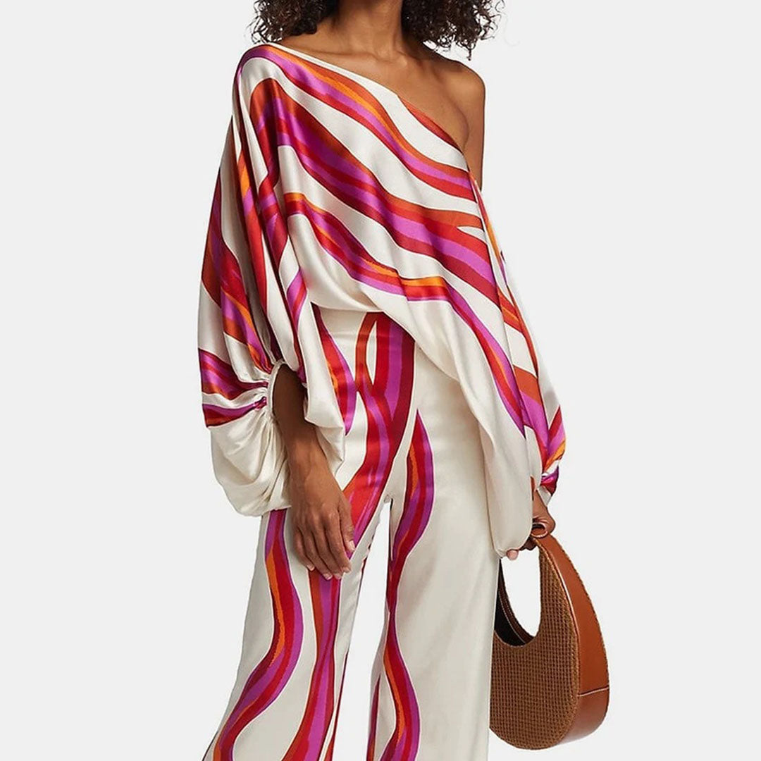 Rome | Glanzende en Elegante Satijn Look Tweedelige Set