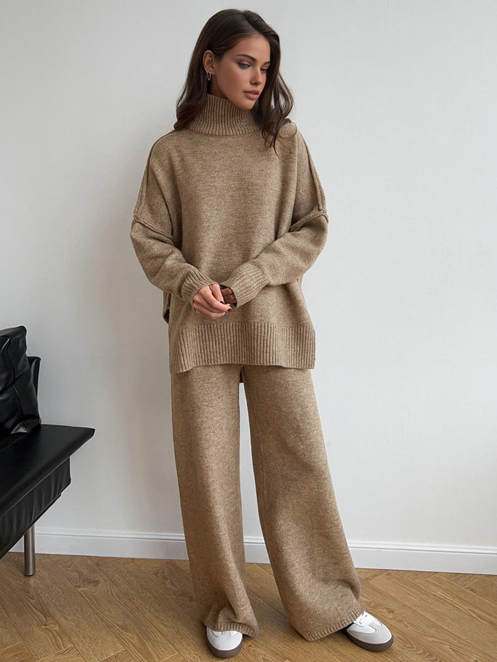 Gerio | Turtleneck Set Dames - Gebreide Tweedelige Loungewear Set