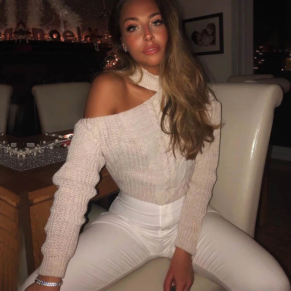 Geleen | Comfortabele Gebreide Sweater Dames - Trendy met Open Schouder Design