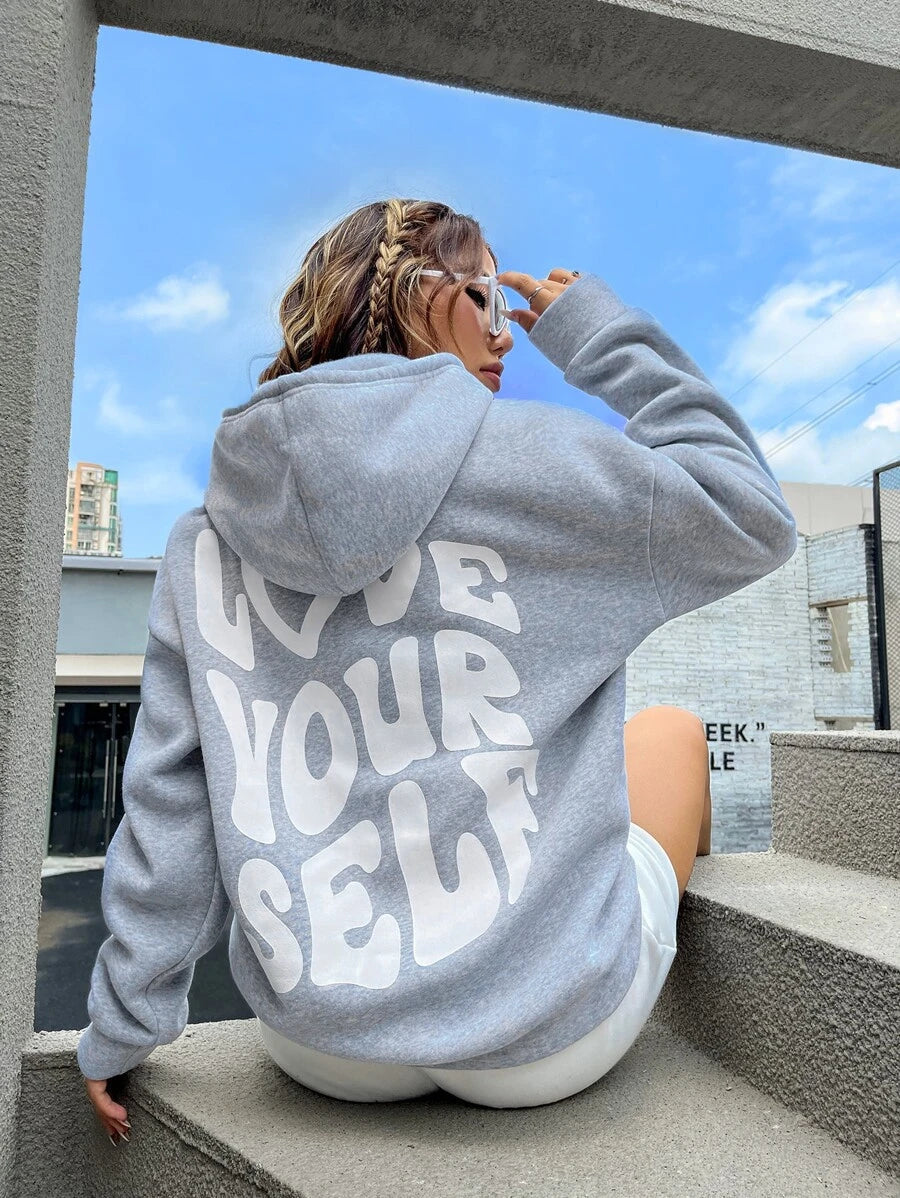 Love Your Self | Comfortabele Hoodie Dames - Zacht Katoen, Streetwear Style