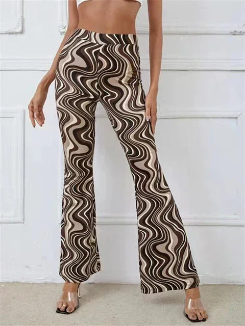 Hoge Taille Flaired Broek met Print