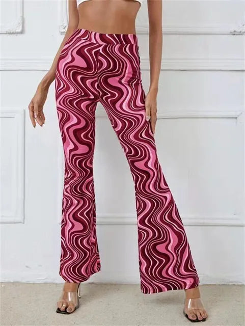 Hoge Taille Flaired Broek met Print