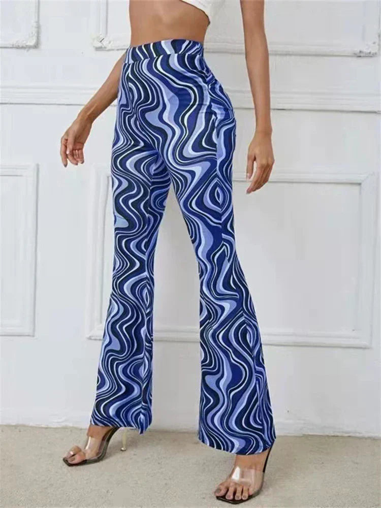 Hoge Taille Flaired Broek met Print