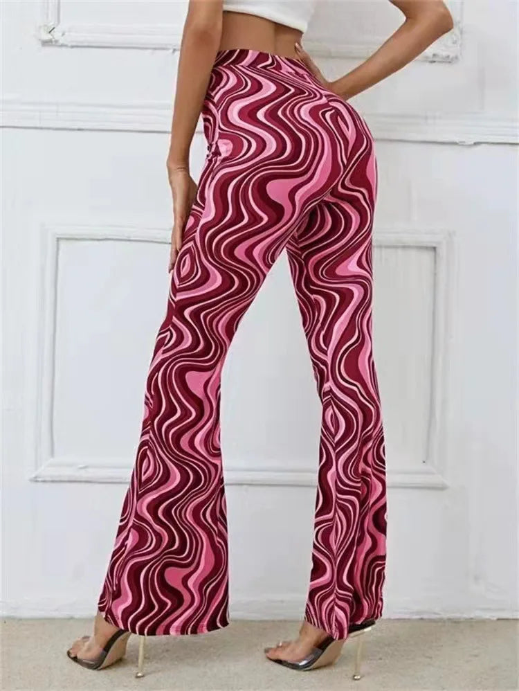 Hoge Taille Flaired Broek met Print