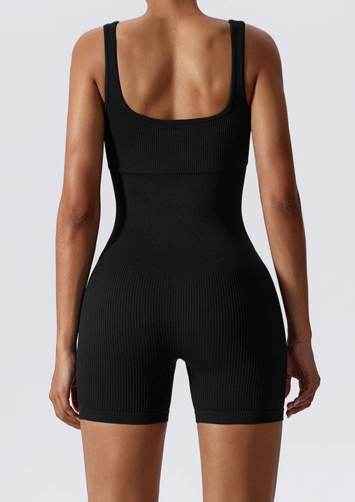 Caitlin | Zwart Ribbed Bodysuit Dames – Naadloos & Sculptend