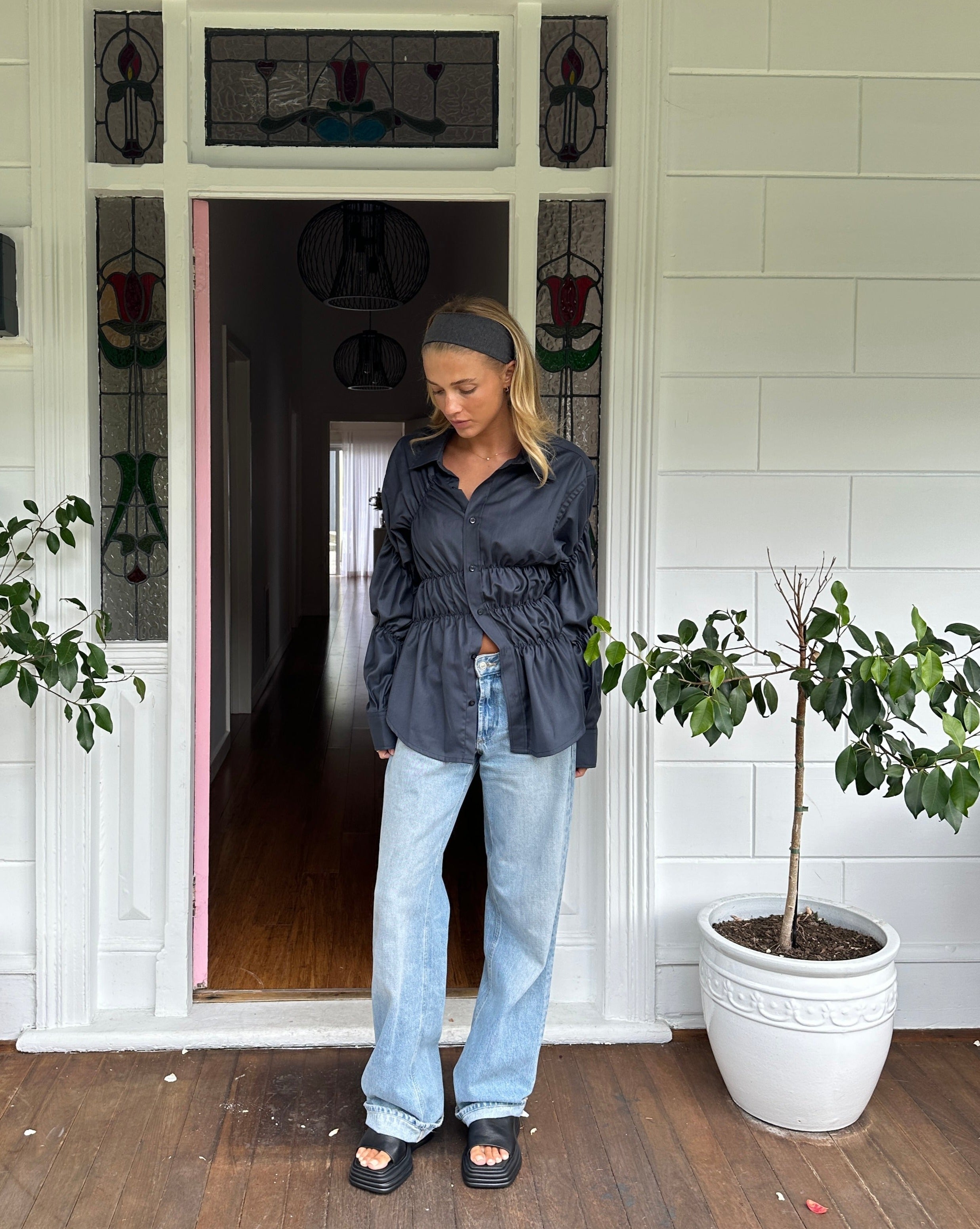 Jamie | Blouse met Ruches En Plofmouwen