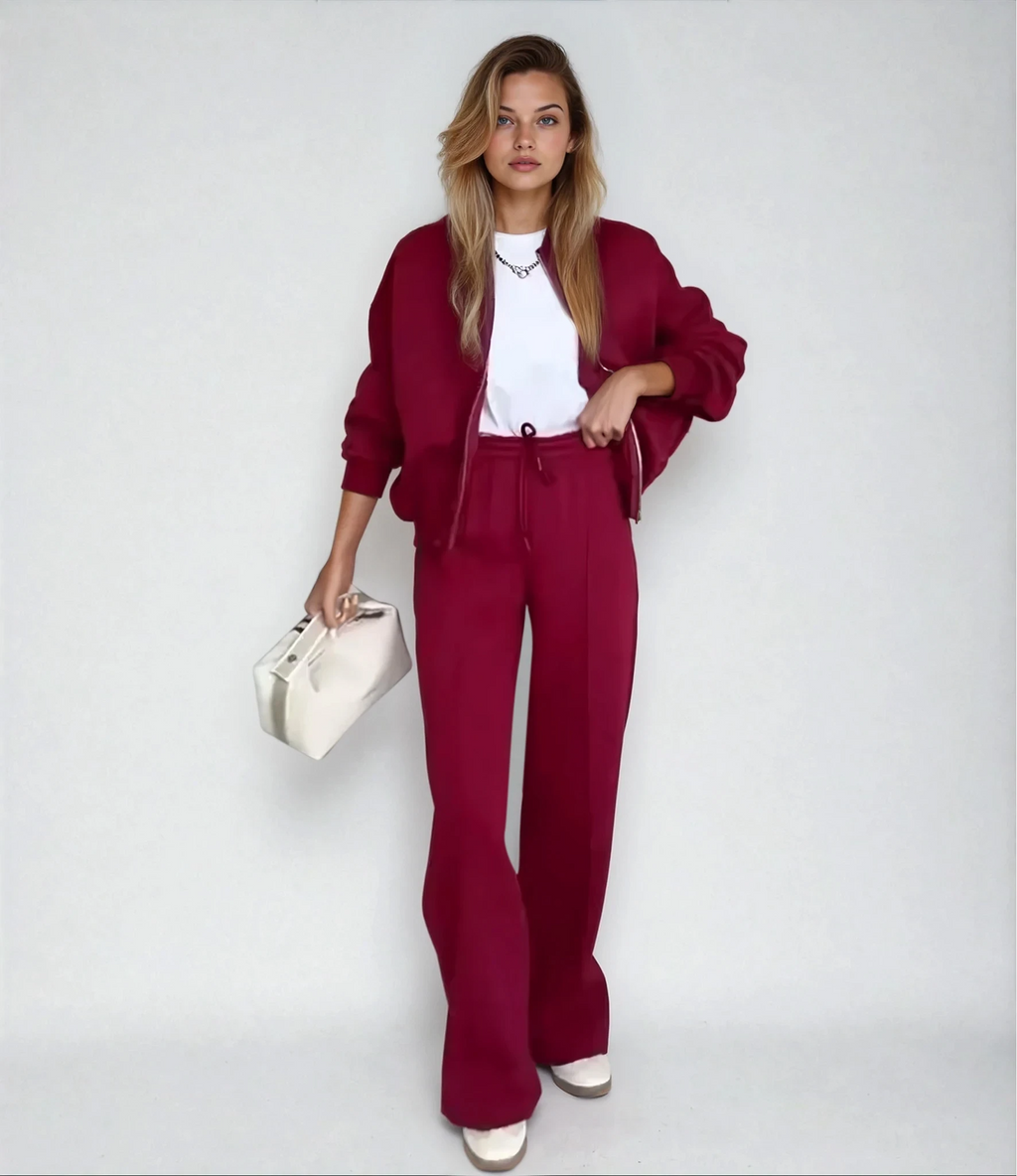 Iris | Tvådelad loungekostym för kvinnor - Trendig bombermodell, bekväm och snygg