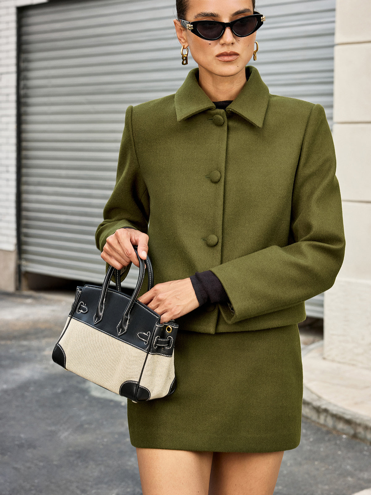 Janna | Klassisk kort kappa för kvinnor - vävt tyg, snygg och bekväm