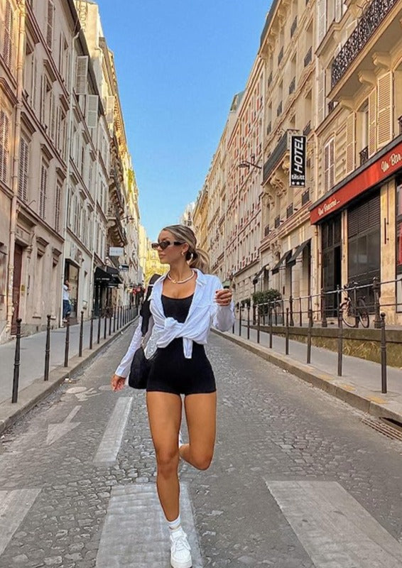 Caitlin | Zwart Ribbed Bodysuit Dames – Naadloos & Sculptend