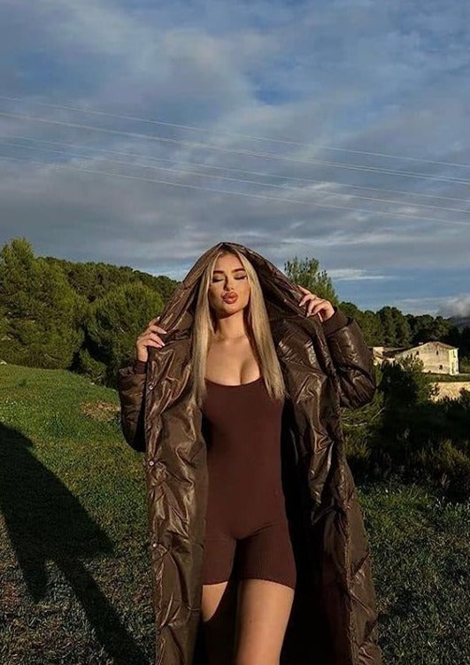 Kasey | Ribbed Bodysuit Bruin Dames - Naadloos & Ademend