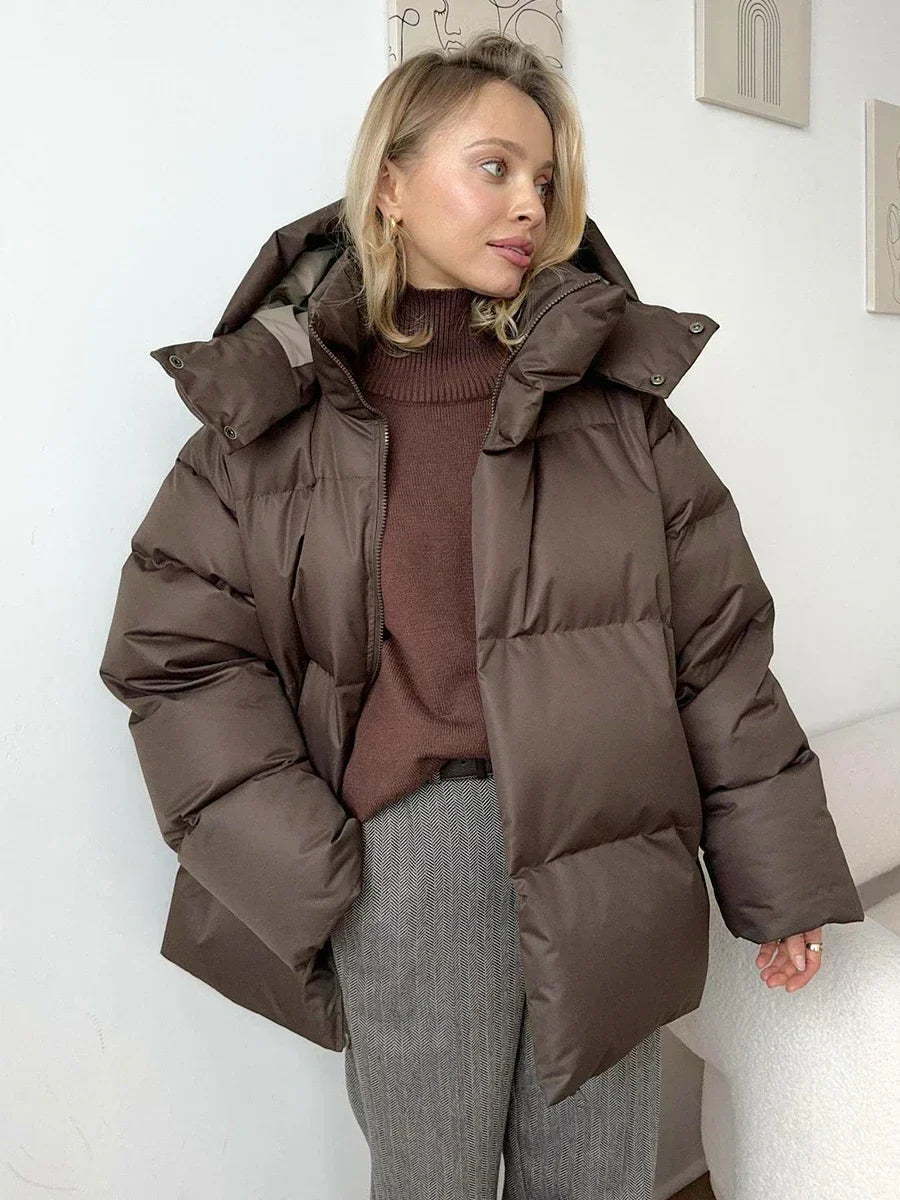 Keila | Puffer Oversized Vinterjacka Dam - Vadderad med Huva