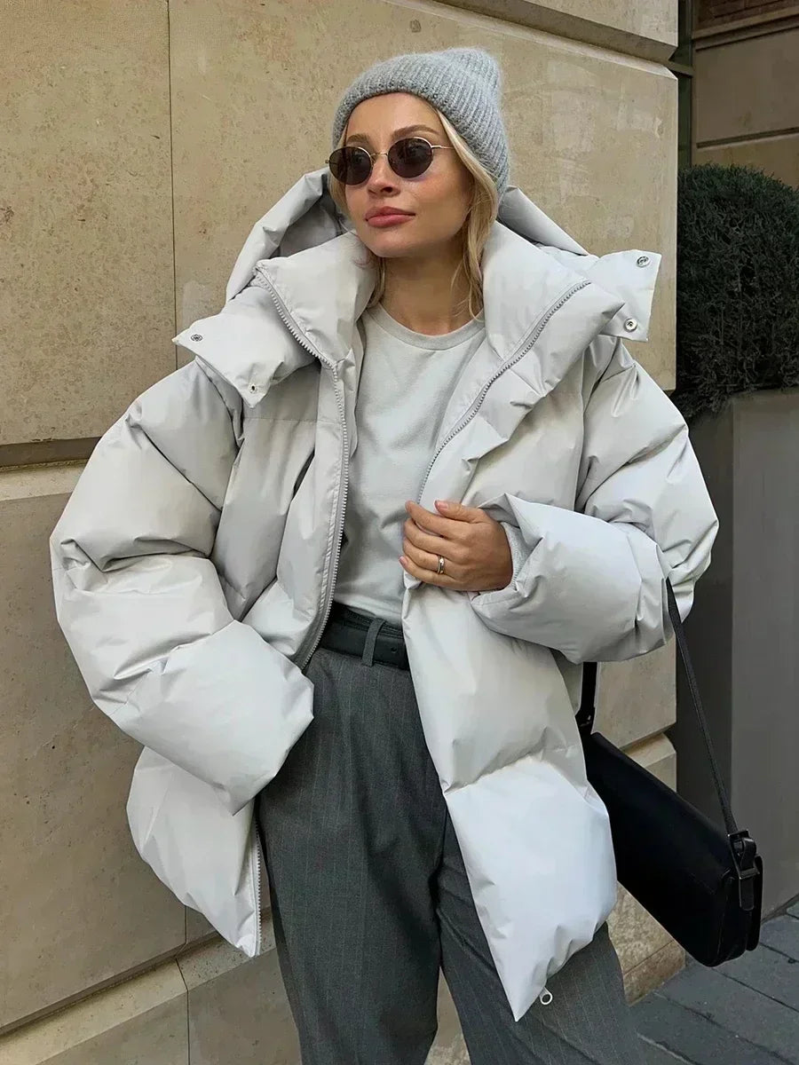Keila | Puffer Oversized Vinterjacka Dam - Vadderad med Huva
