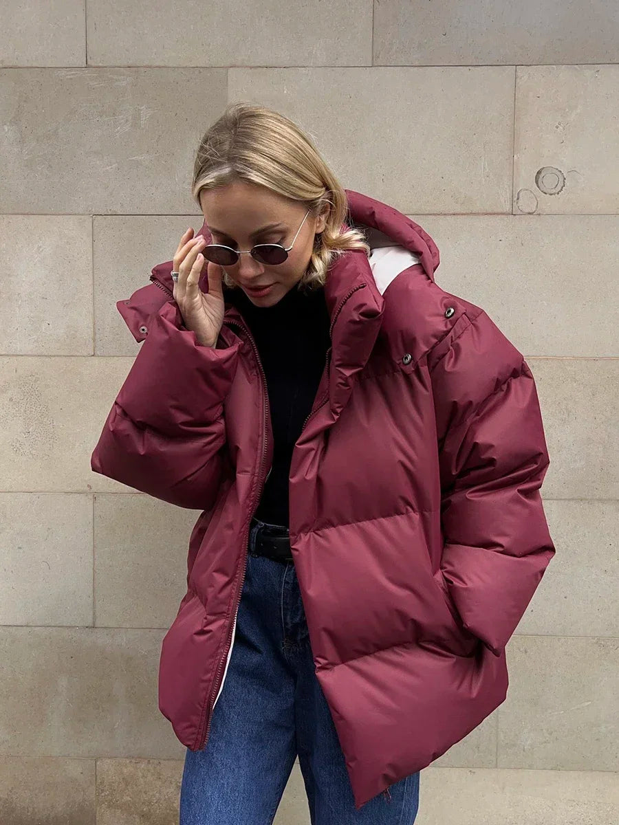 Keila | Puffer Oversized Vinterjacka Dam - Vadderad med Huva