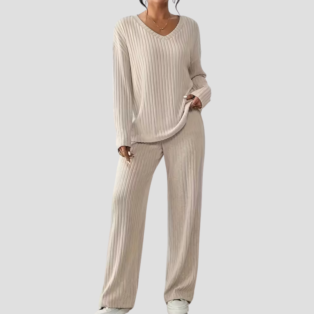 Lorna | Bekvämt Loungewear Set Dam - Mjukt, Ribbstickat Set