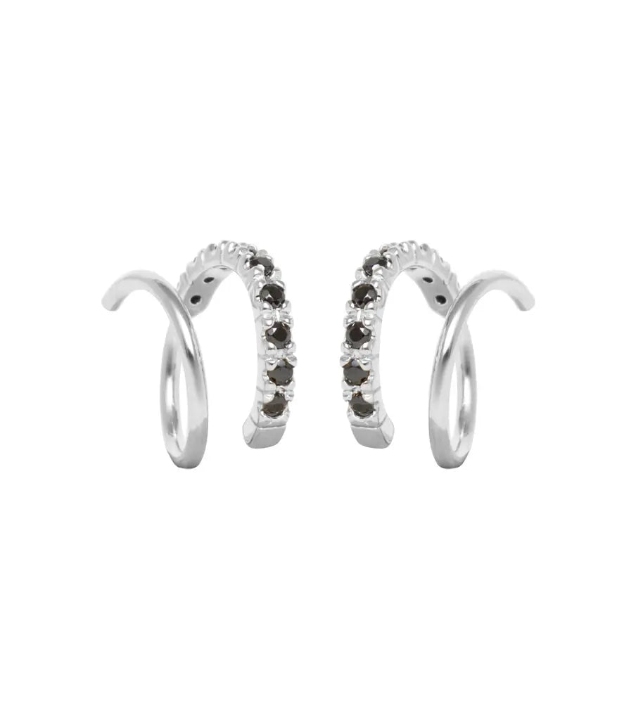 Oorbellen - twister sparkly black