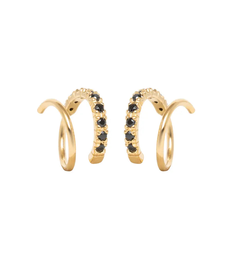 Oorbellen - twister sparkly black