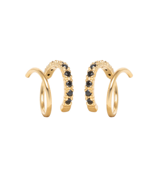 Oorbellen - twister sparkly black