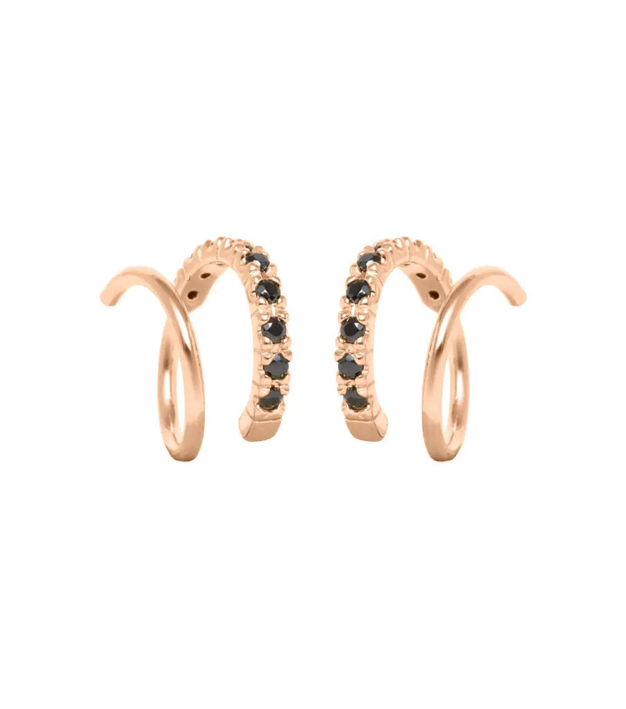 Oorbellen - twister sparkly black