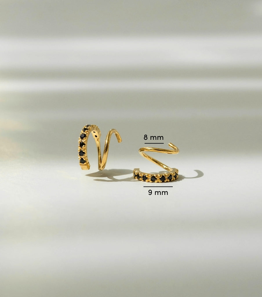 Oorbellen - twister sparkly black