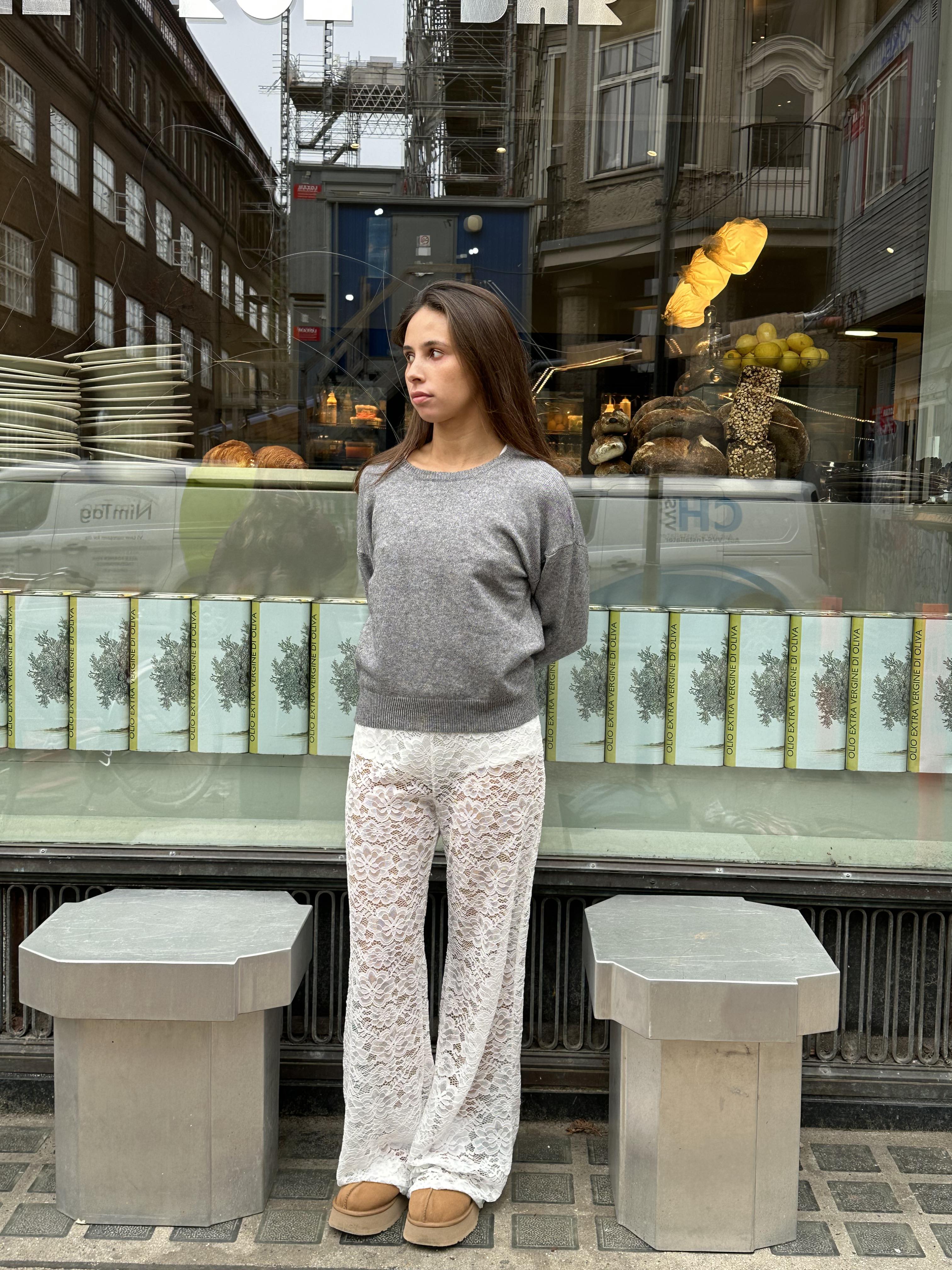 Néva | Flared Broek met Kant en Hoge Taille