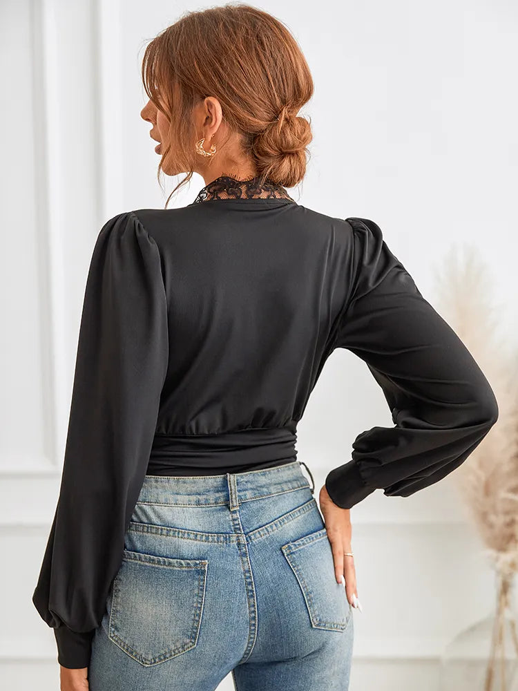 Giny | Kanten Bodysuit Dames – Plunge Halslijn met Stretch Pasvorm