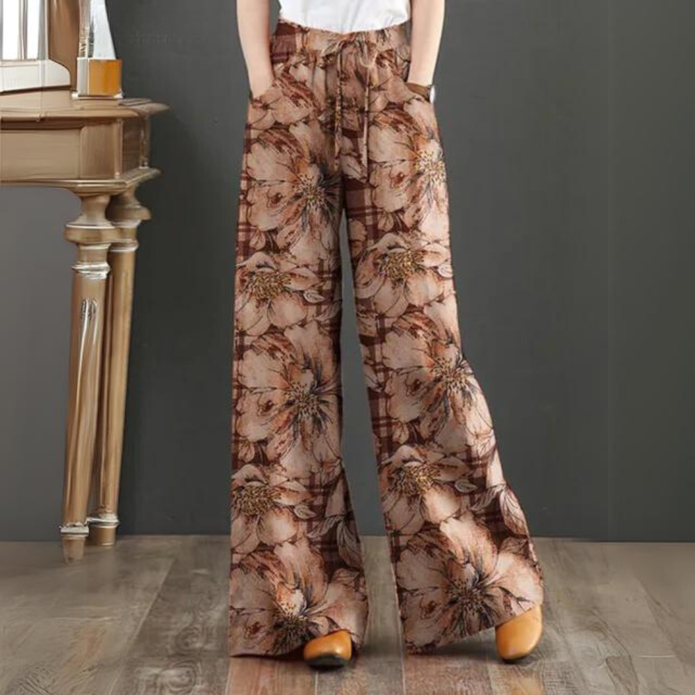 Feija | Wijde Zomerse Broek met Bloemenprint