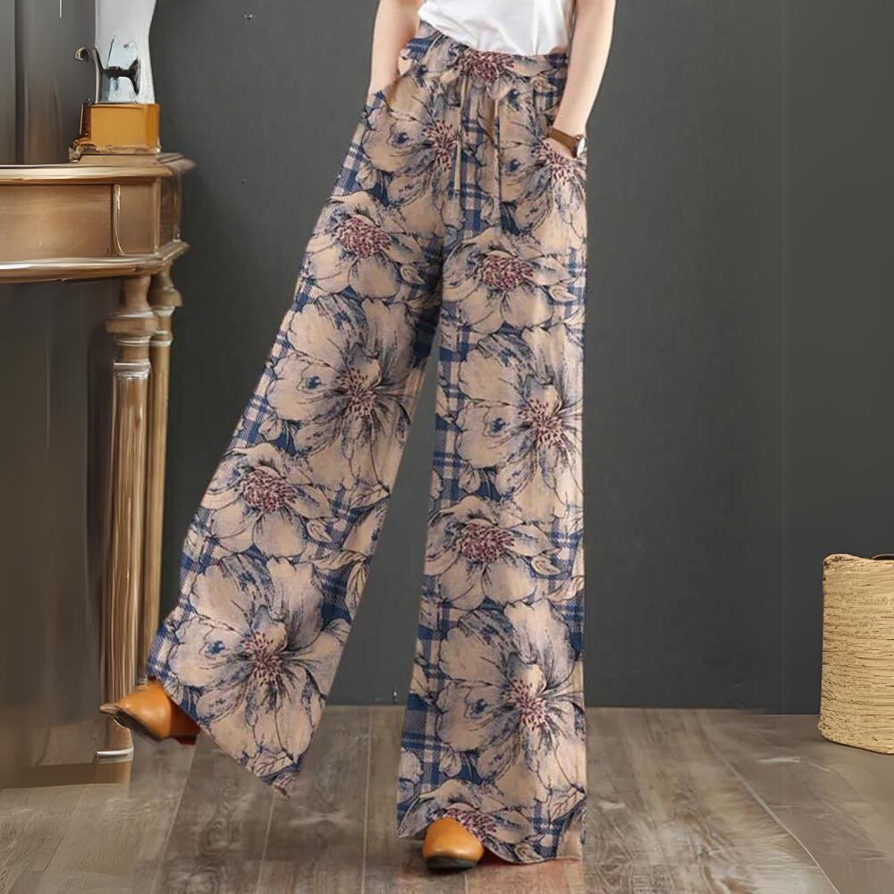 Feija | Wijde Zomerse Broek met Bloemenprint