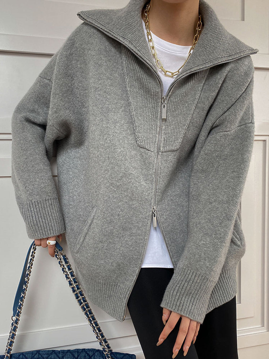 Oliv | Dames Gebreide Cardigan - Casual, Oversized en Comfy