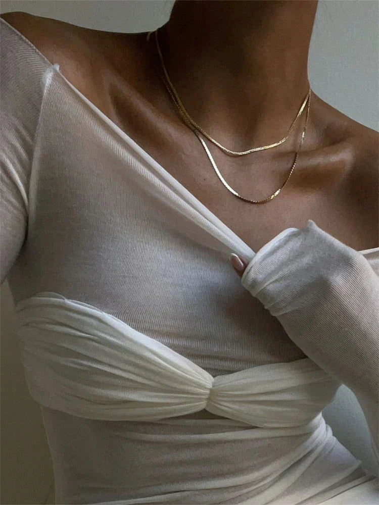 Elegante Off-Shoulder Crop Top met Lange Mouwen