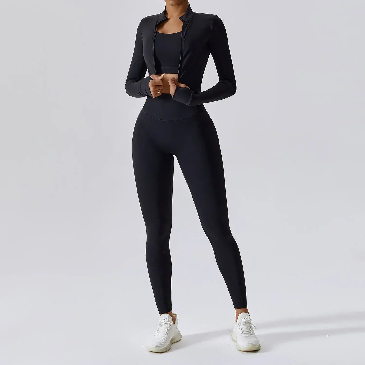 Jolee | 3-Delige Sportset Dames - Cropped Vest, Sport BH en High-Waist Legging