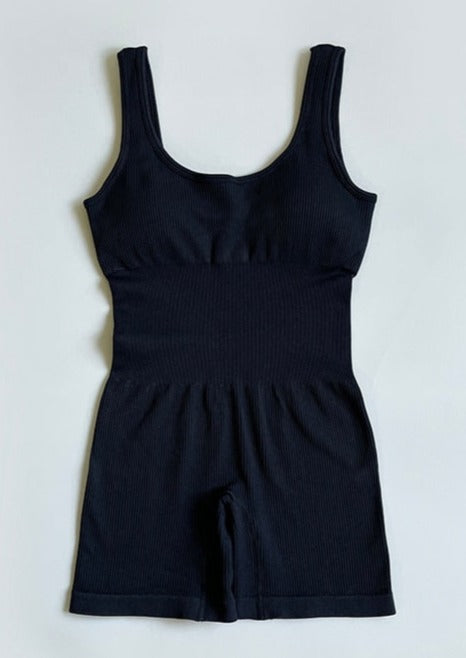 Caitlin | Zwart Ribbed Bodysuit Dames – Naadloos & Sculptend