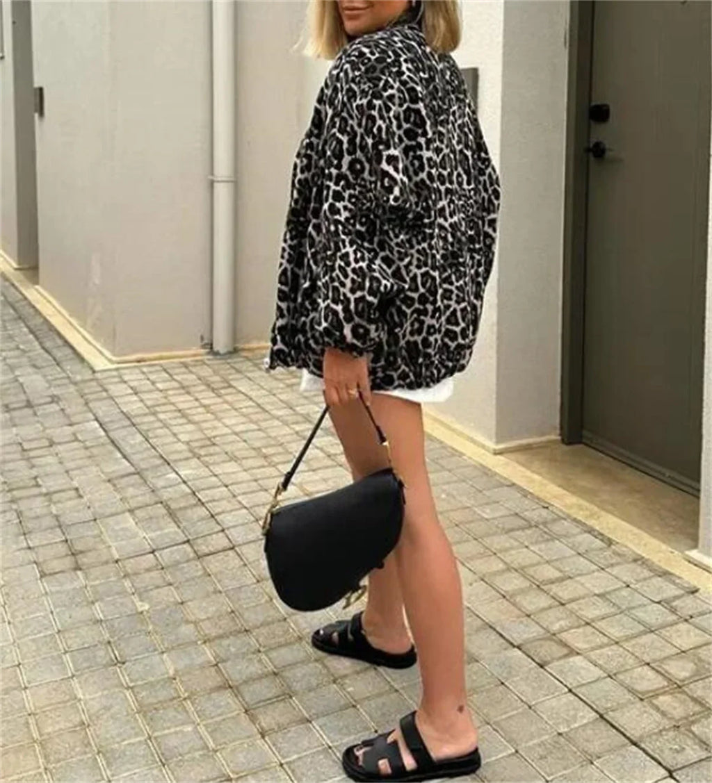 Leo | Bomber Jas Met Luipaard Print