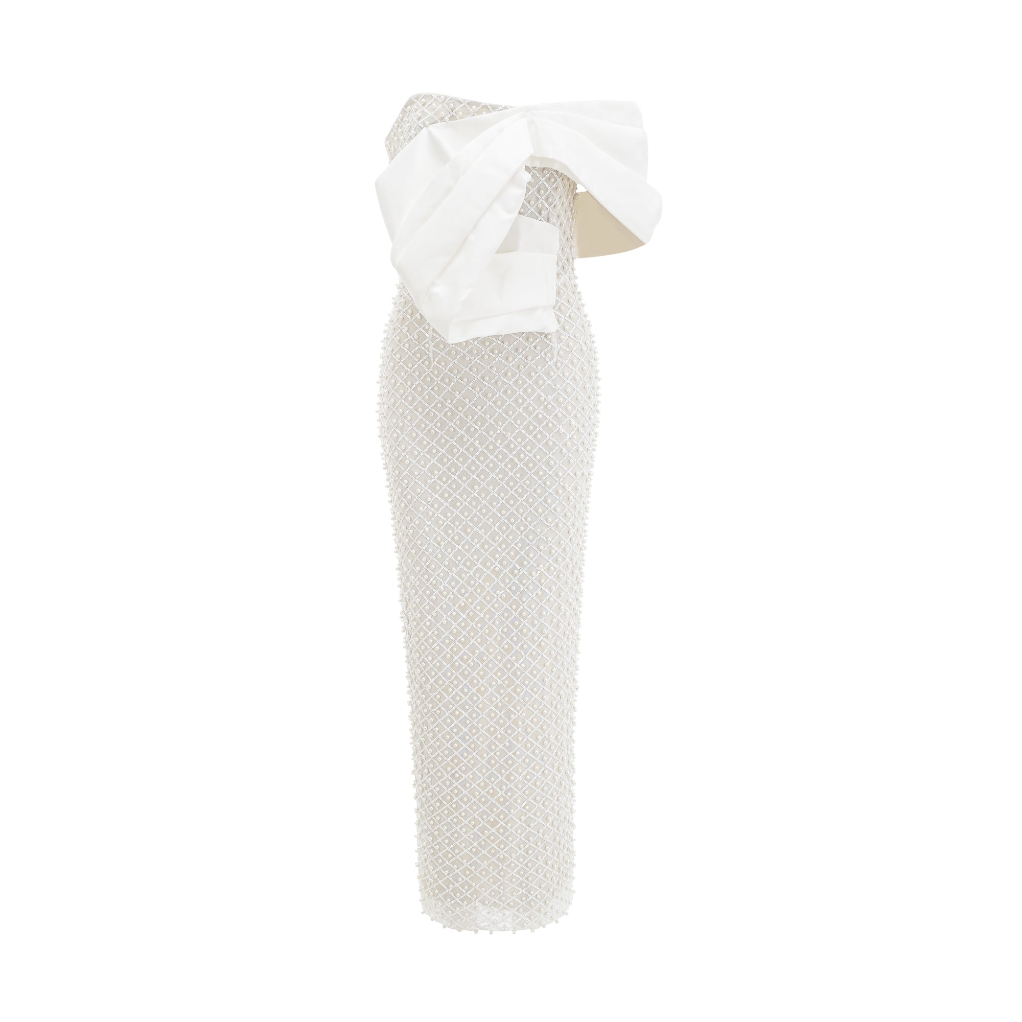 Maura faux-pearl off-shoulder dress