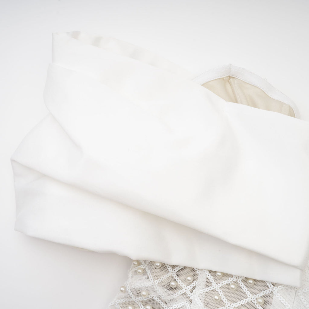 Maura faux-pearl off-shoulder dress