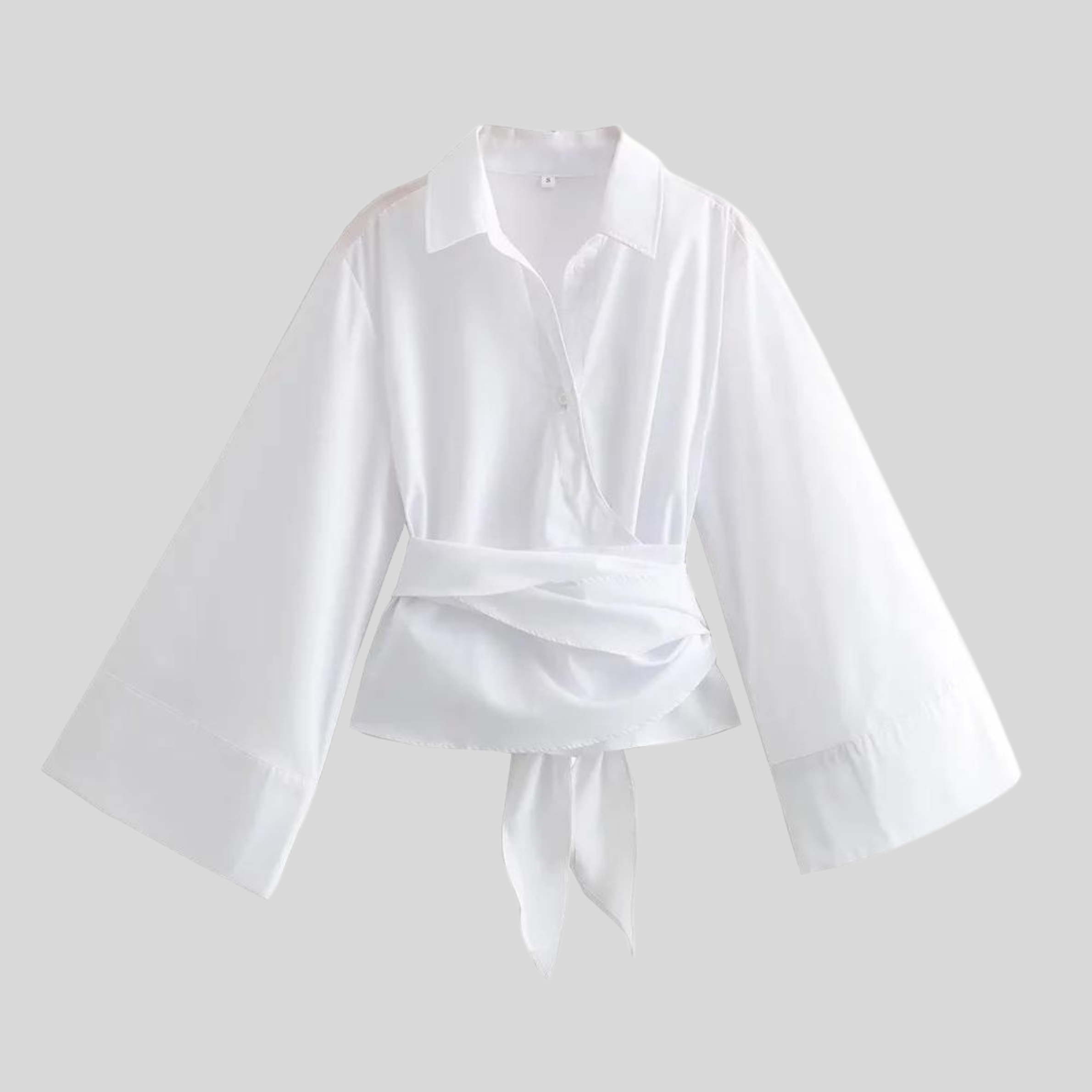 Mirthe |  Stijlvolle Katoenen Damestop Met Strikceintuur