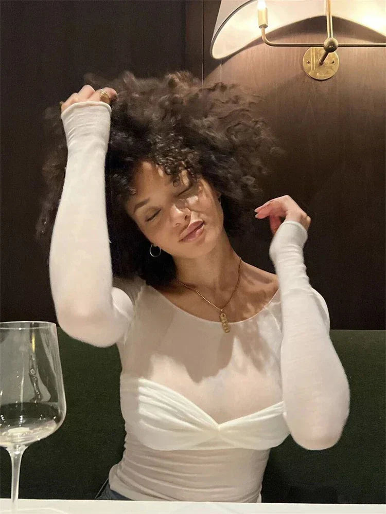 Elegante Off-Shoulder Crop Top met Lange Mouwen