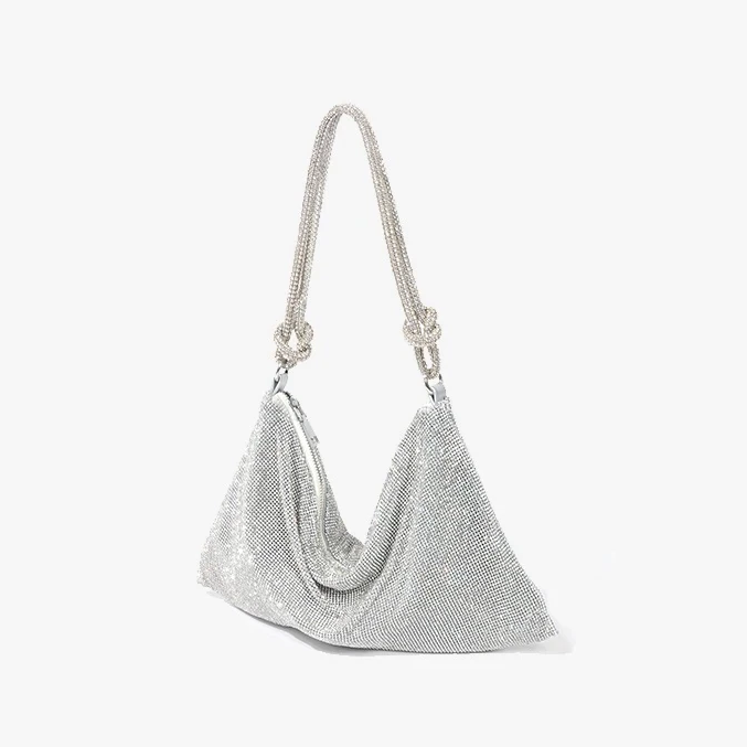 Luxe Glanzende Tas met Ketting Detail