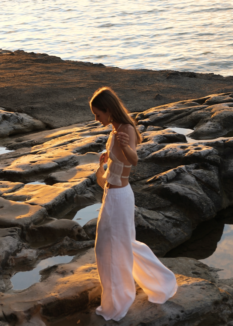 Roma | Witte Low-Waist Palazzo Zomerbroek Dames